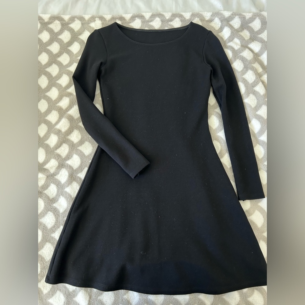 Tight, soft, mini long sleeve black dress